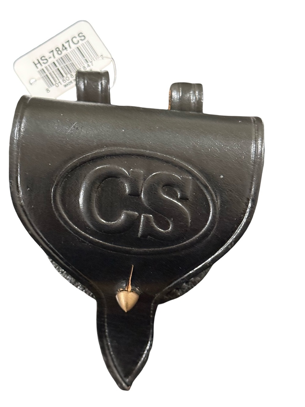 Black Leather Men’s Belt Cap Pouch Accessory